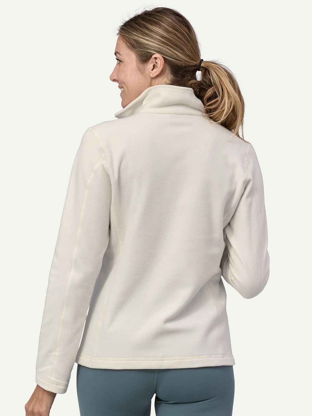 Patagonia Women's Micro D Quarter Zip Fleece Pullover Birch White sz lg Like New - Picture 2 of 9